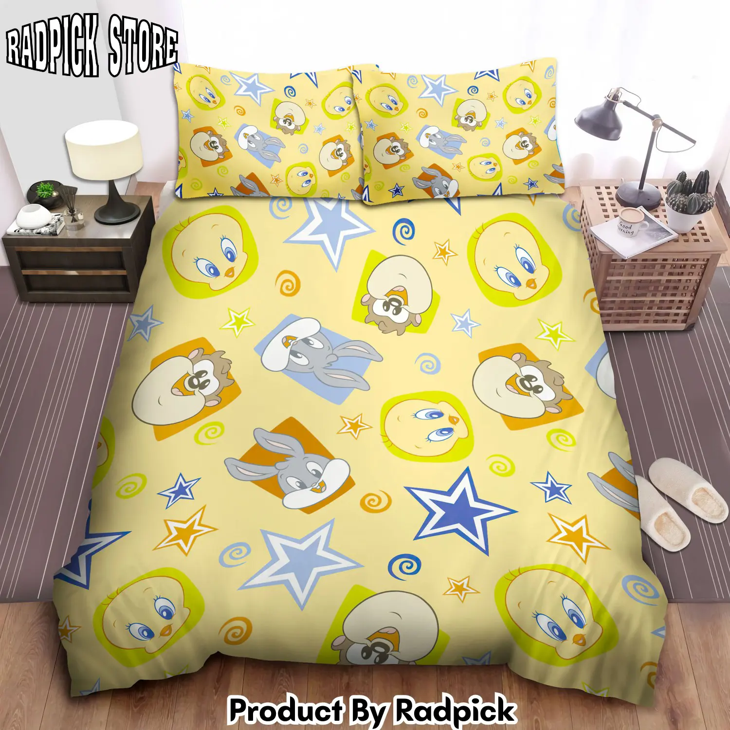 Radpick baby looney tunes yellow pattern bed sheets spread comforter duvet cover bedding sets rp3278535